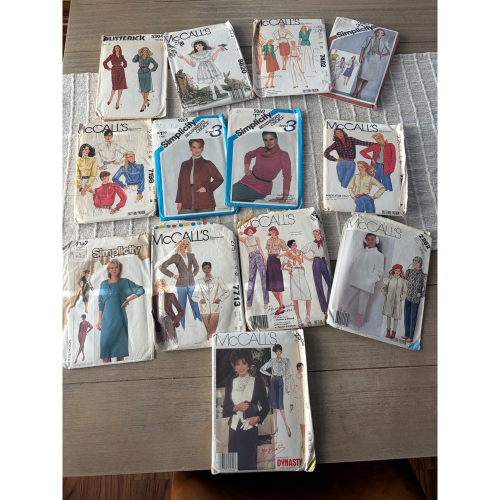 Vintage 1980's lot 13 sewing patterns McCalls Simplicity Butterick